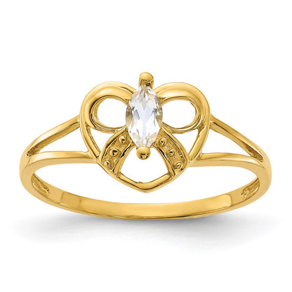 14K Yellow Gold White Topaz Birthstone Ring