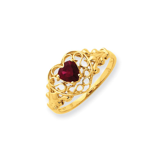 14k Yellow Gold Garnet Birthstone Ring