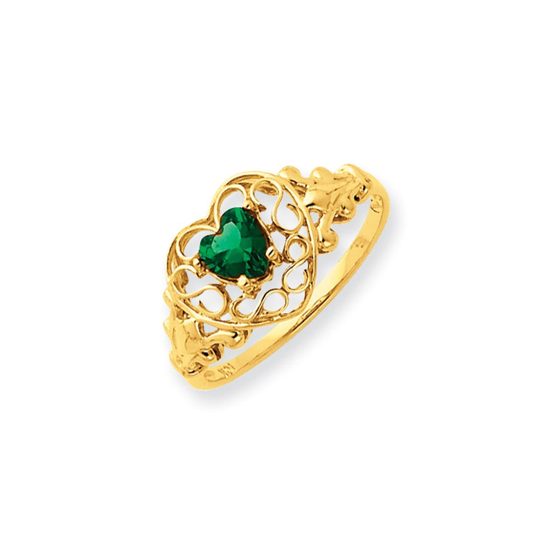 14k Yellow Gold Emerald Birthstone Ring