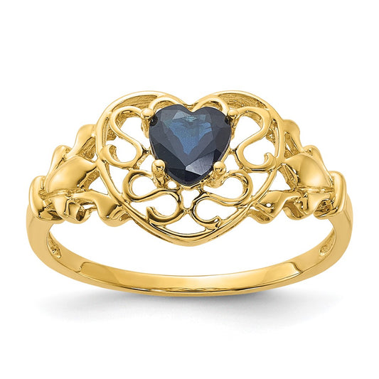 14K Yellow Gold Sapphire Birthstone Ring