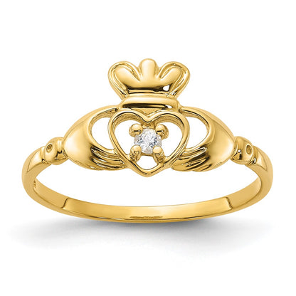 14K Yellow Gold White Topaz Birthstone Ring