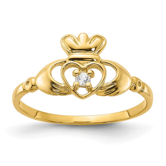 14K Yellow Gold White Topaz Birthstone Ring