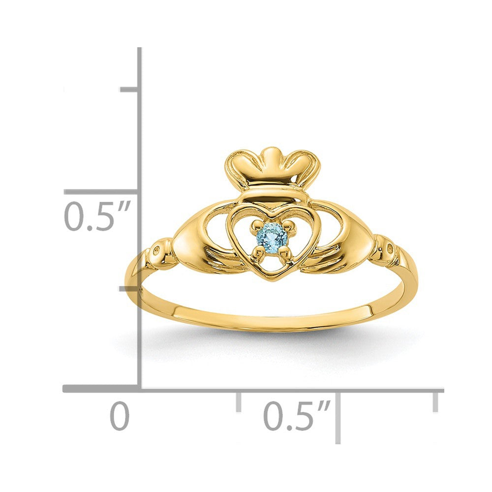 14K Yellow Gold Blue Topaz Birthstone Ring