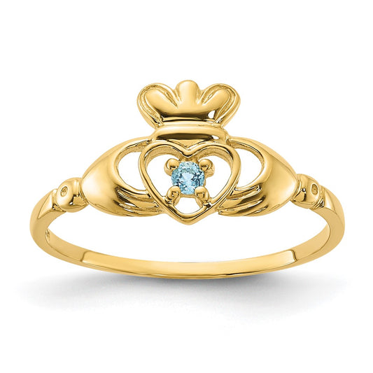 14K Yellow Gold Blue Topaz Birthstone Ring