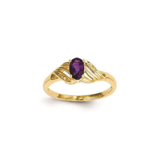 14k Yellow Gold Purple Amethyst Diamond Ring