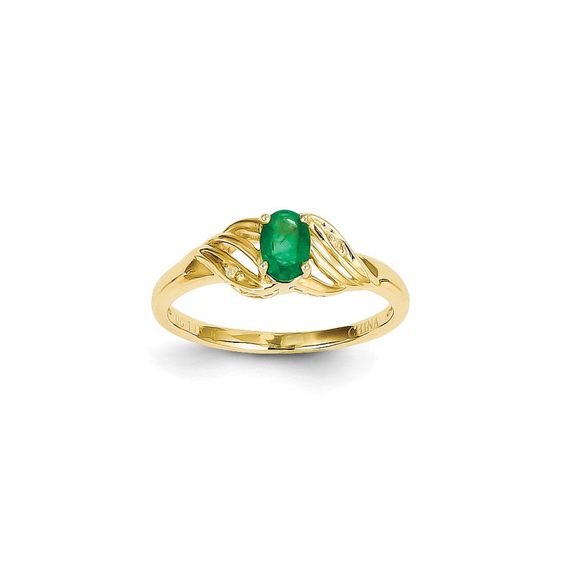 14k Yellow Gold Emer Dia Ring