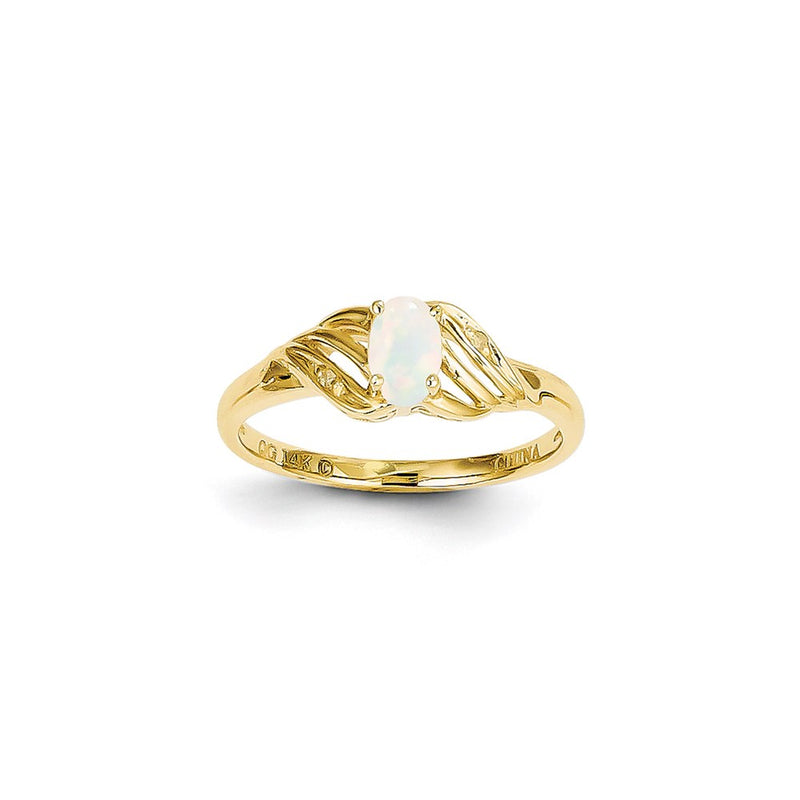 14k Yellow Gold Genuine Opal Diamond Ring
