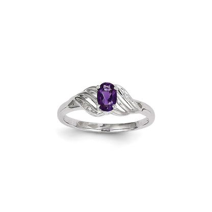 14k White Gold Purple Amethyst Diamond Ring