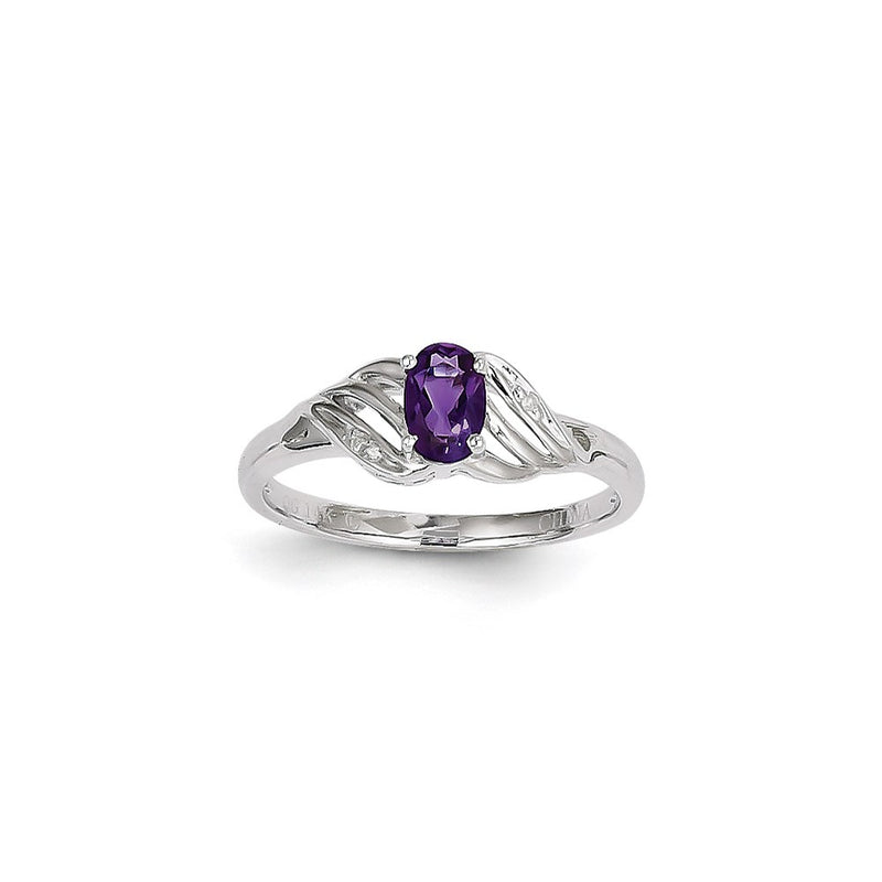 14k White Gold Purple Amethyst Diamond Ring
