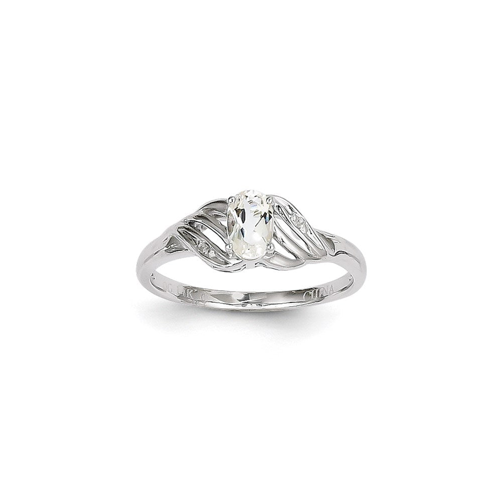 14k White Gold WG White Topaz Dia Ring