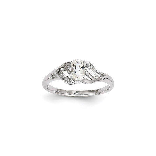 14k White Gold WG White Topaz Dia Ring