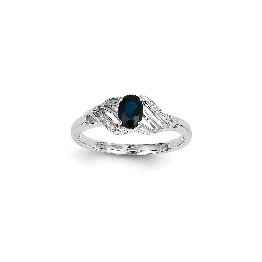 14k White Gold Genuine Sapphire Diamond Ring