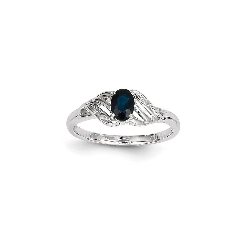 14k White Gold Genuine Sapphire Diamond Ring