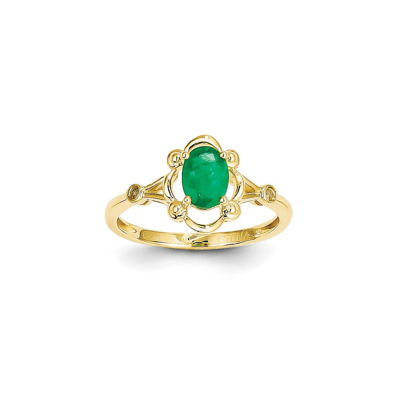 14k Yellow Gold Emer Dia Ring