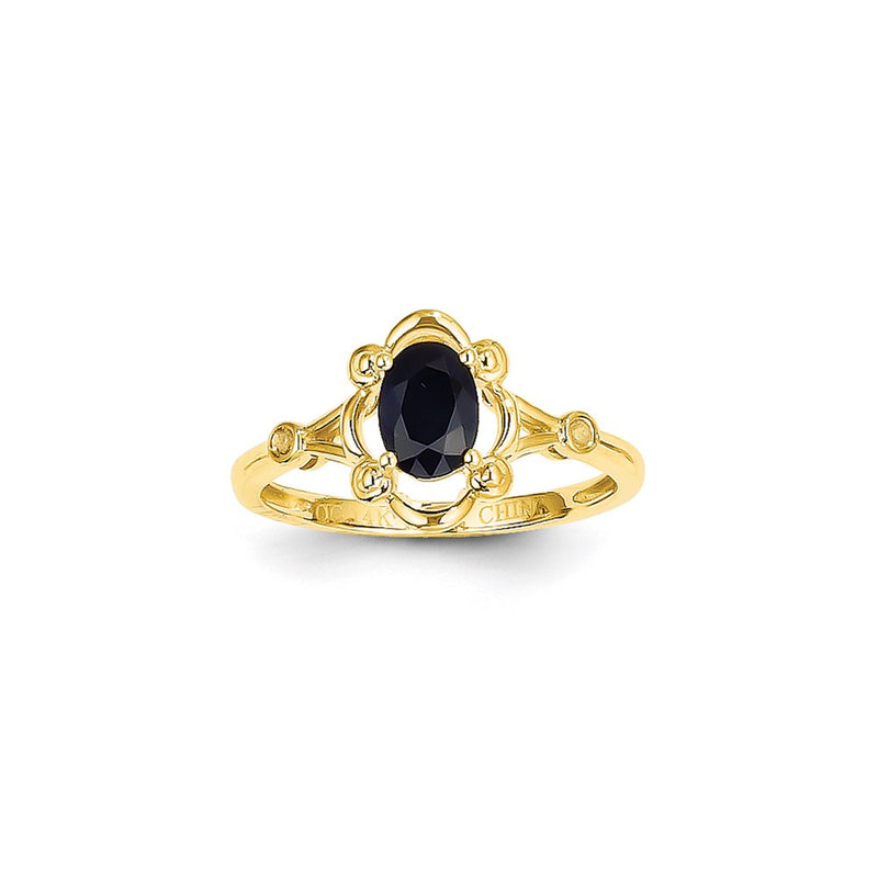 14k Yellow Gold Genuine Sapphire Diamond Ring