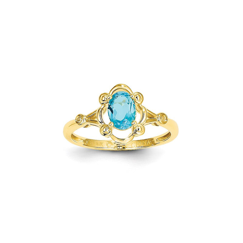 14k Yellow Gold Light Swiss Blue Topaz Diamond Ring