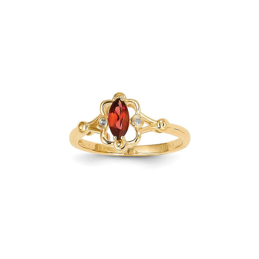 14k Yellow Gold Garnet Diamond Ring