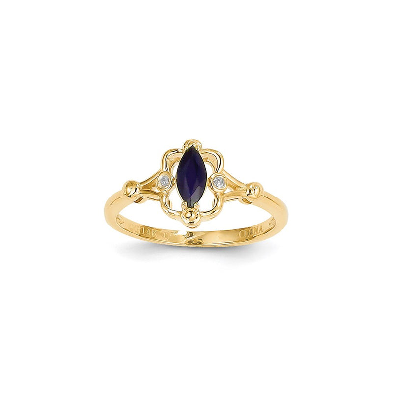 14k Yellow Gold Genuine Sapphire Diamond Ring