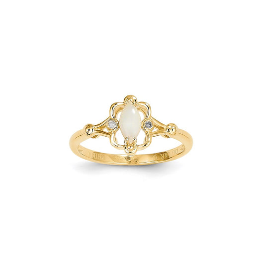 14K Yellow Gold Opal Dia Ring