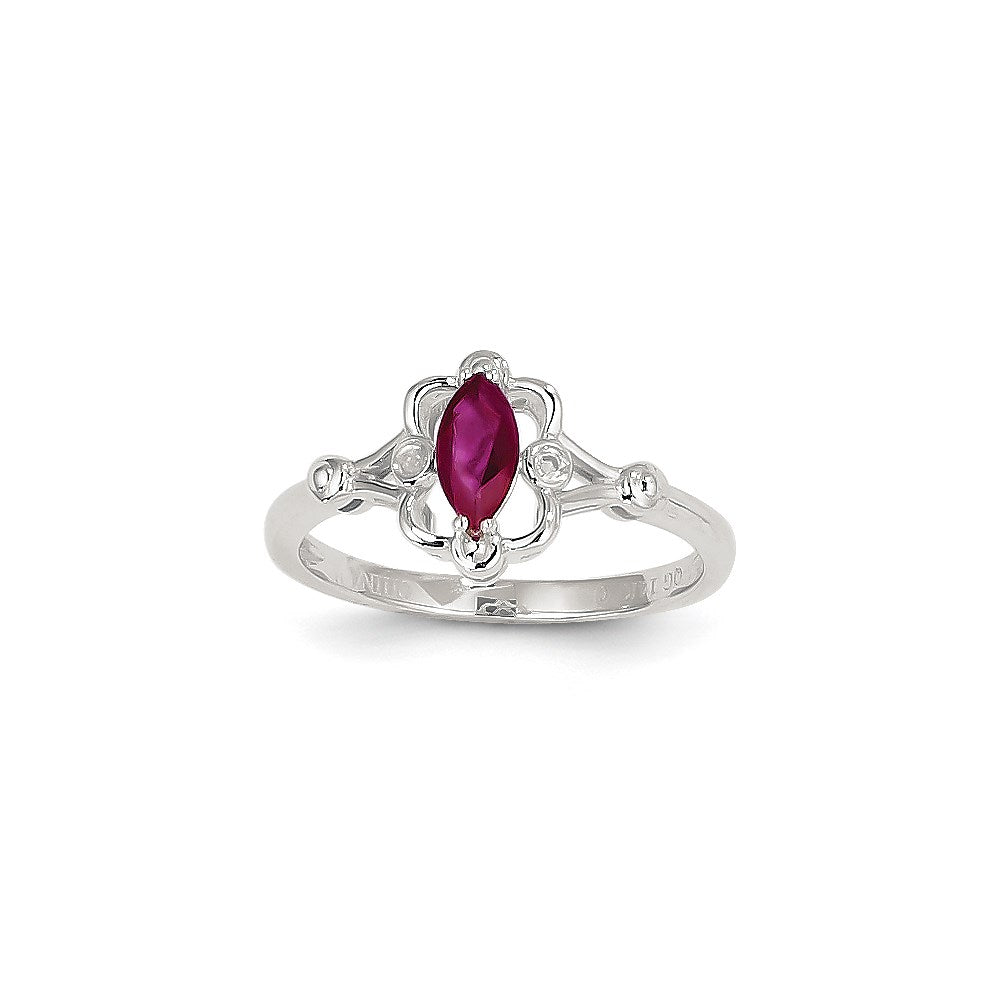 14k White Gold Genuine Ruby Diamond Ring