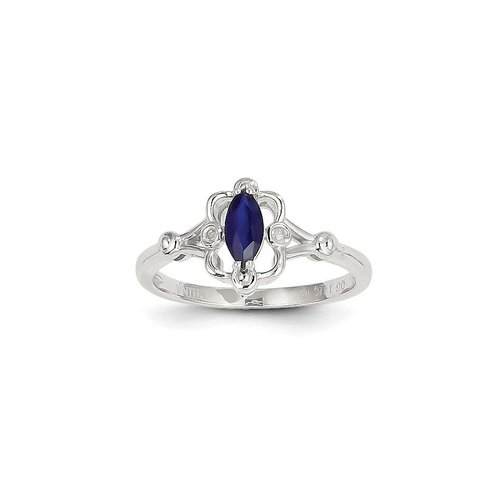 14k White Gold WG Sapphire Dia Ring