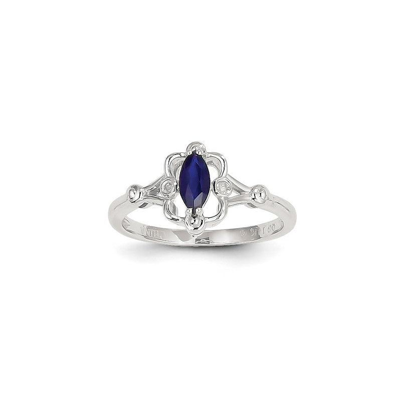 14k White Gold WG Sapphire Dia Ring