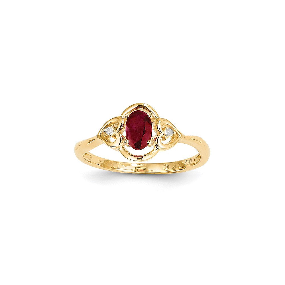 14k Yellow Gold Ruby Diamond Ring