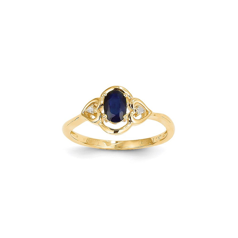 14k Yellow Gold Genuine Sapphire Diamond Ring