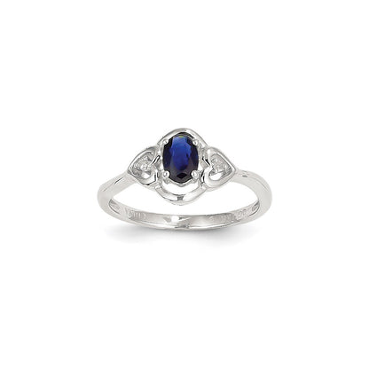 14k White Gold Genuine Sapphire Diamond Ring