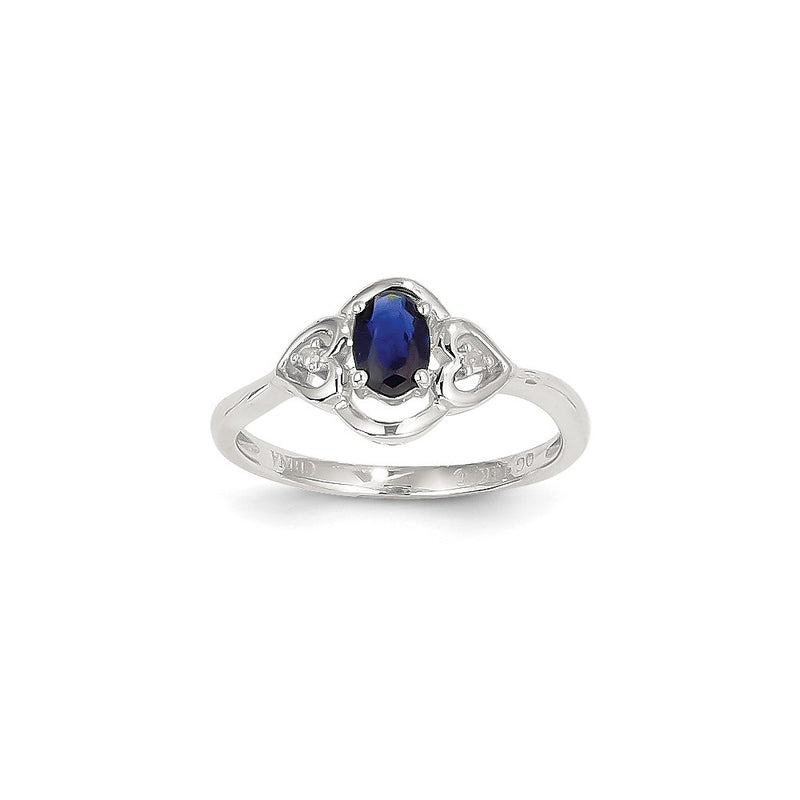 14k White Gold Genuine Sapphire Diamond Ring