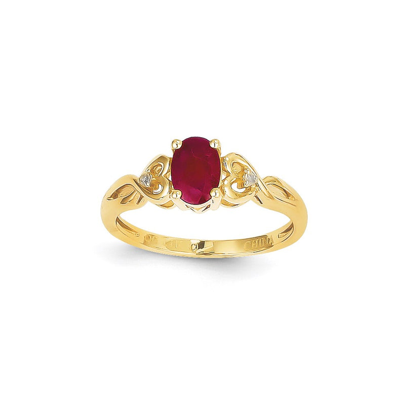 14k Yellow Gold Ruby Dia Ring