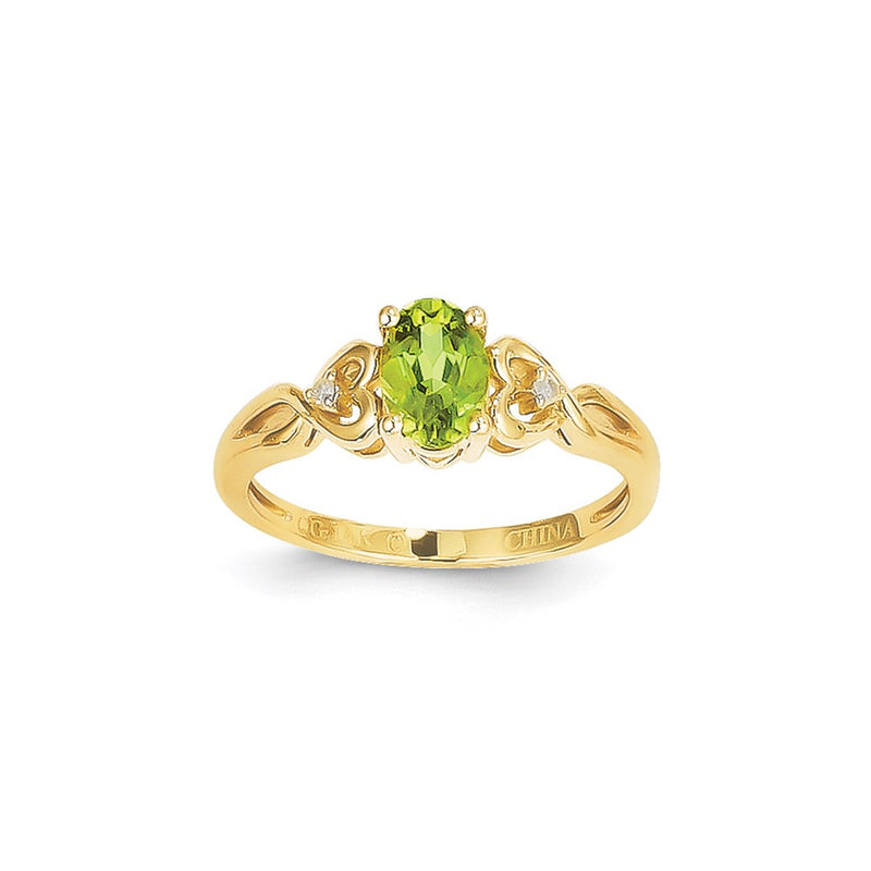 14k Yellow Gold Peridot Diamond Ring