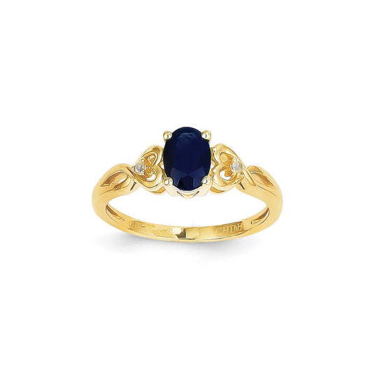 14k Yellow Gold Genuine Sapphire Diamond Ring