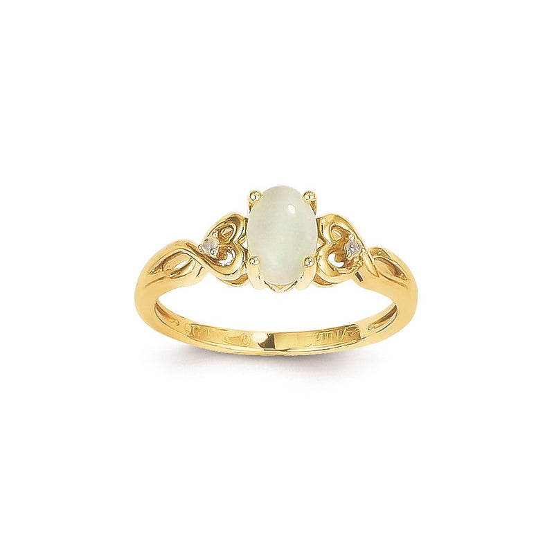 14k Yellow Gold Genuine Opal Diamond Ring