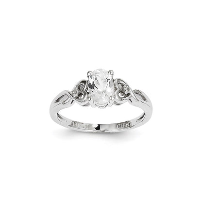 14k White Gold White Topaz Diamond Ring