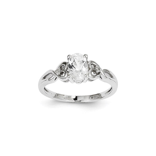 14k White Gold White Topaz Diamond Ring
