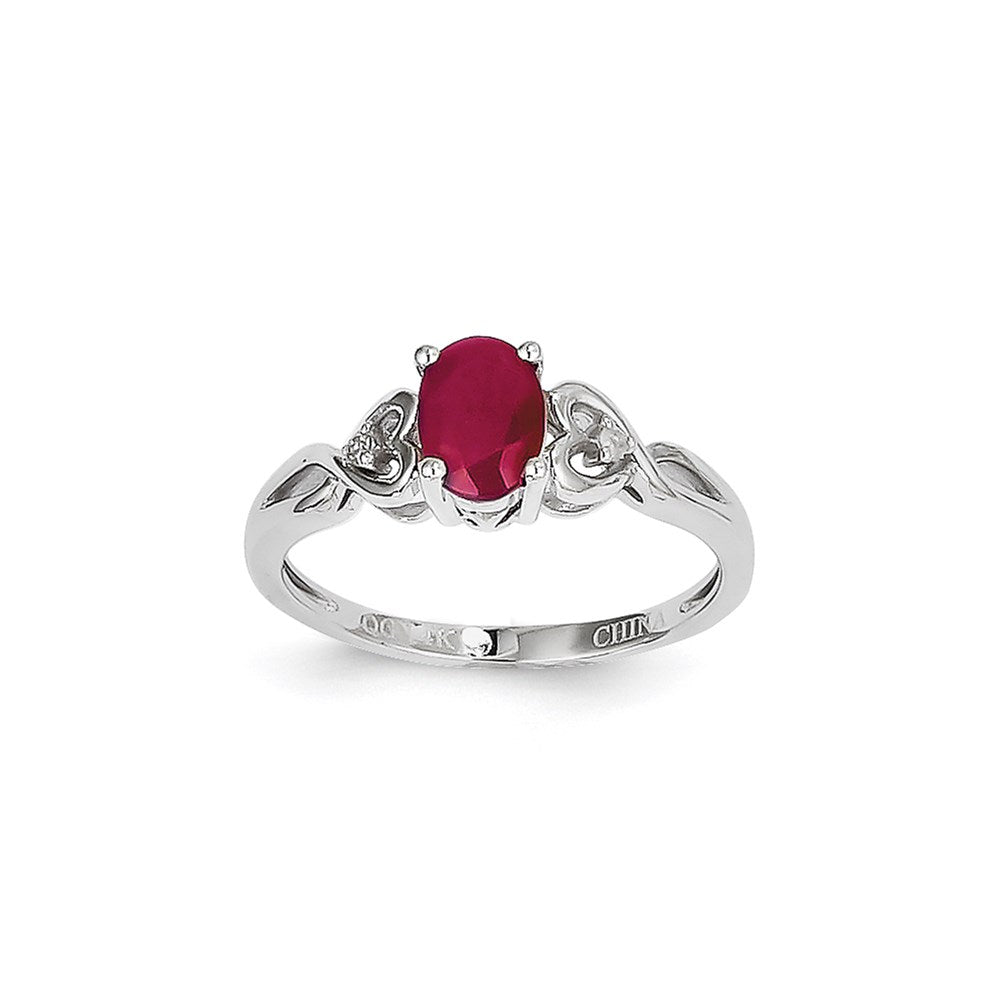 14k White Gold Ruby Diamond Ring