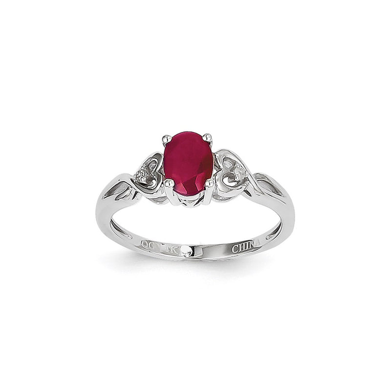 14k White Gold Ruby Diamond Ring