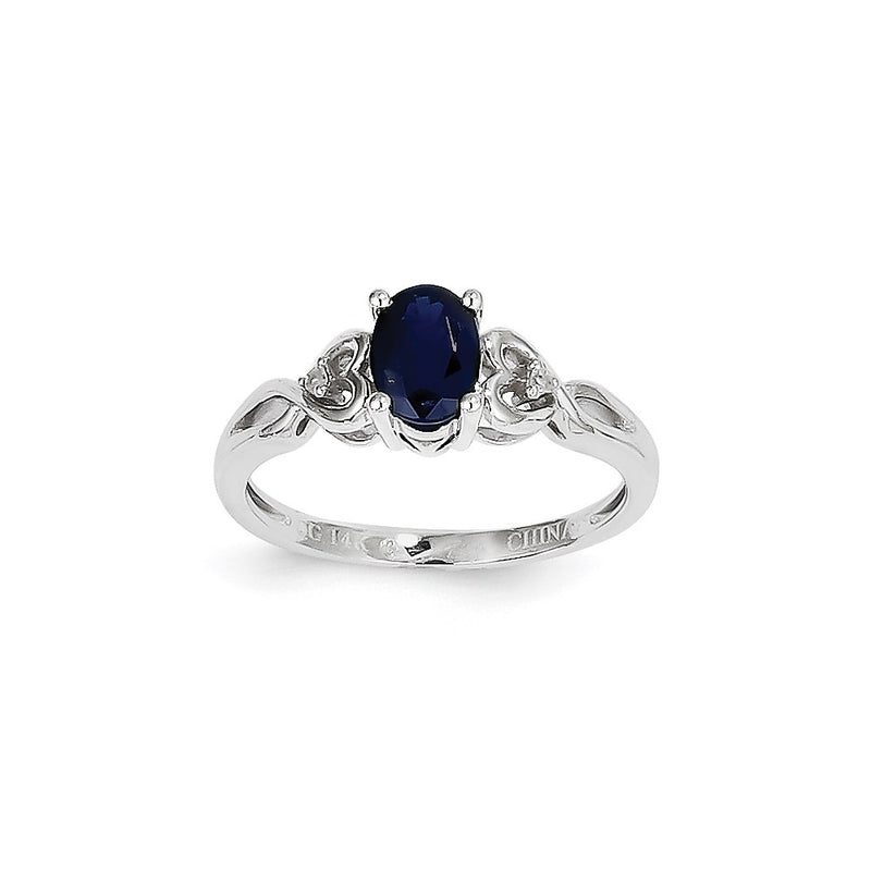 14k White Gold Sapphire Diamond Ring