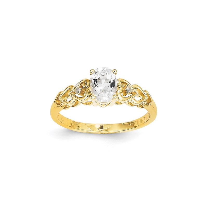 14k Yellow Gold White Topaz Diamond Ring