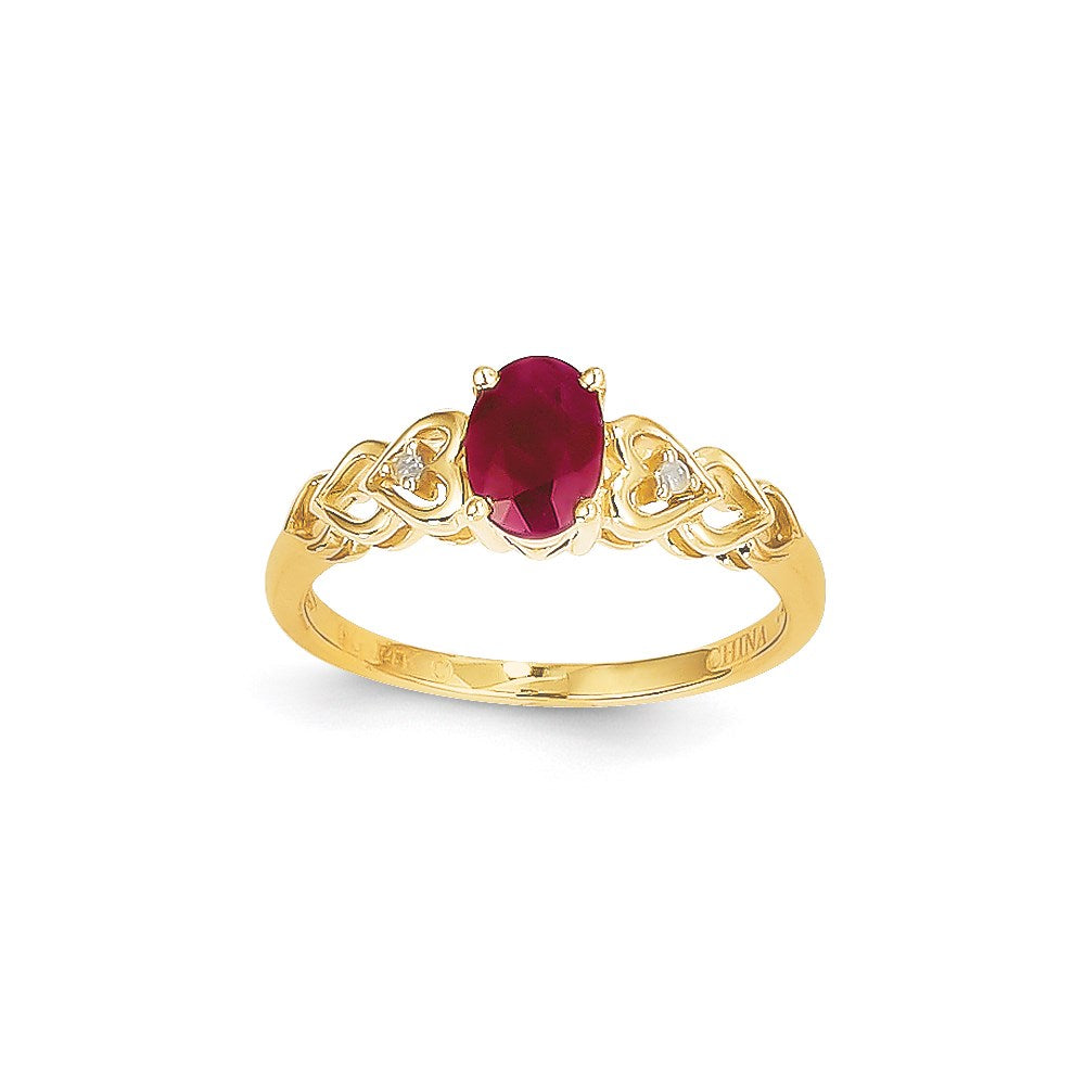 14k Yellow Gold Ruby Diamond Ring