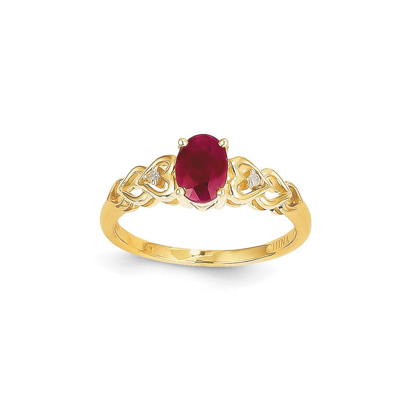 14k Yellow Gold Ruby Diamond Ring