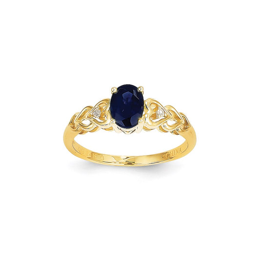 14k Yellow Gold Genuine Sapphire Diamond Ring