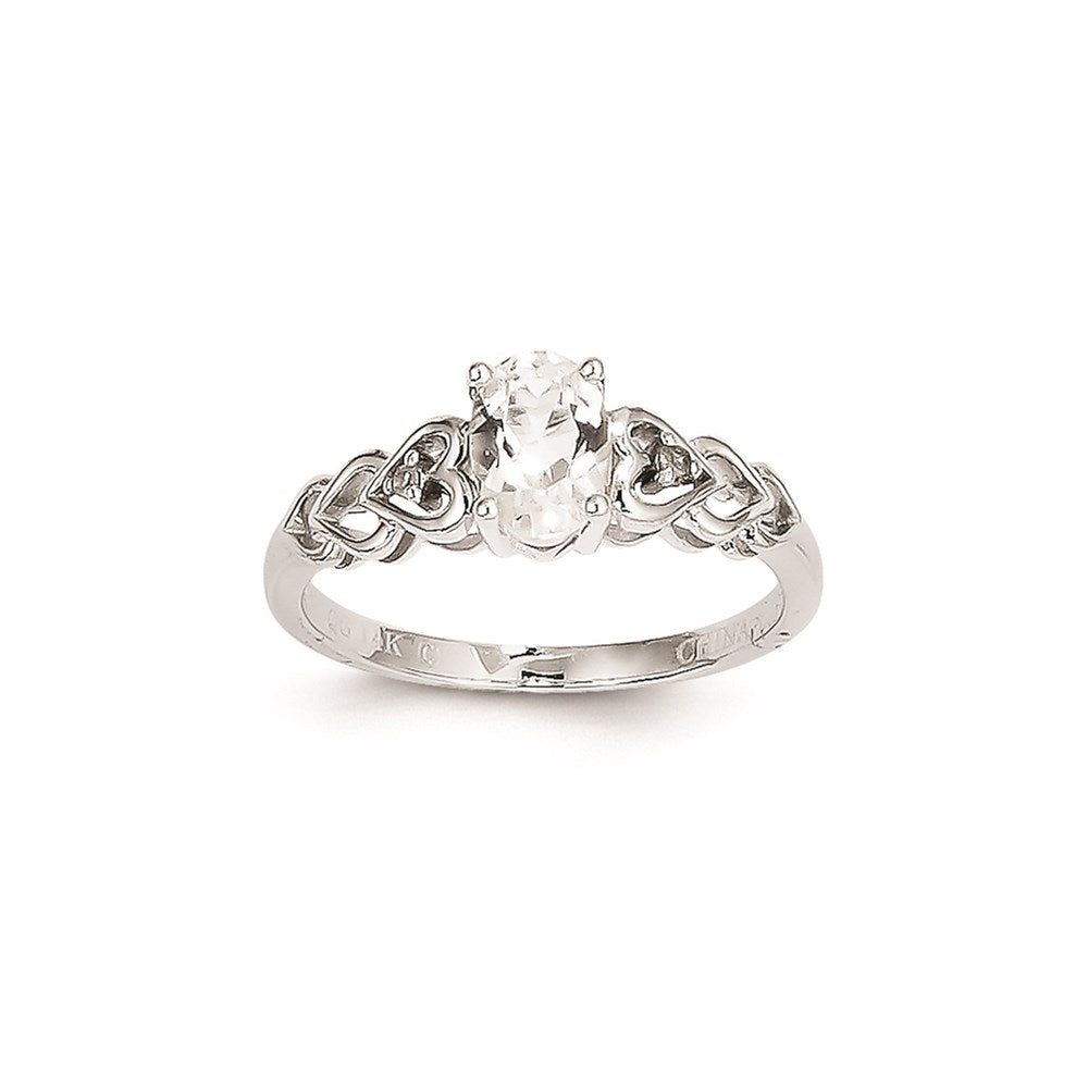 14k White Gold White Topaz Diamond Ring
