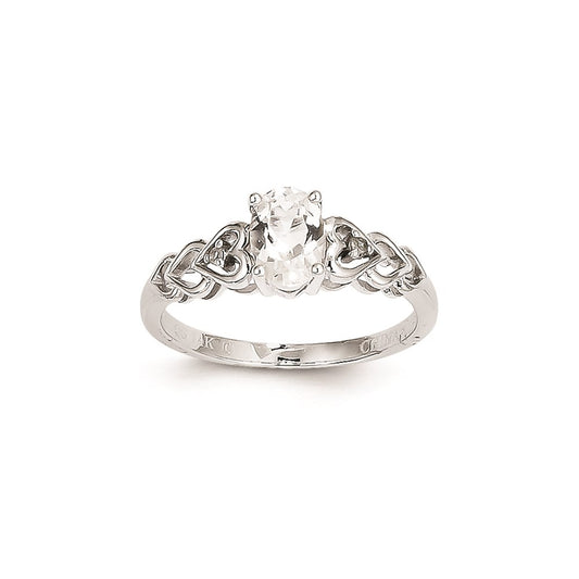 14k White Gold White Topaz Diamond Ring