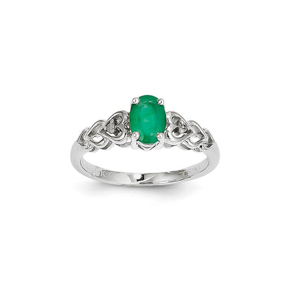 14k White Gold WG Emer & Dia Ring