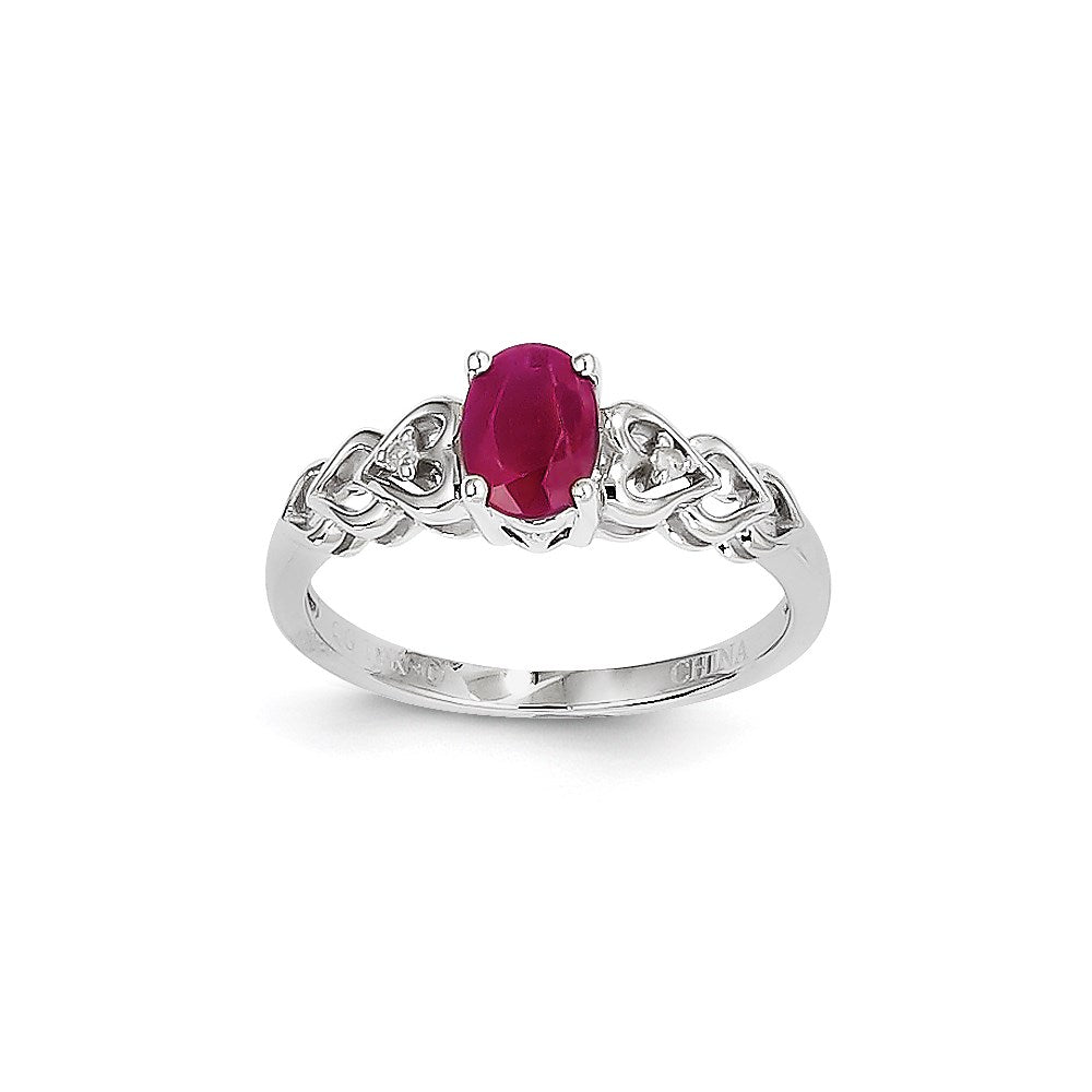 14k White Gold Ruby Diamond Ring