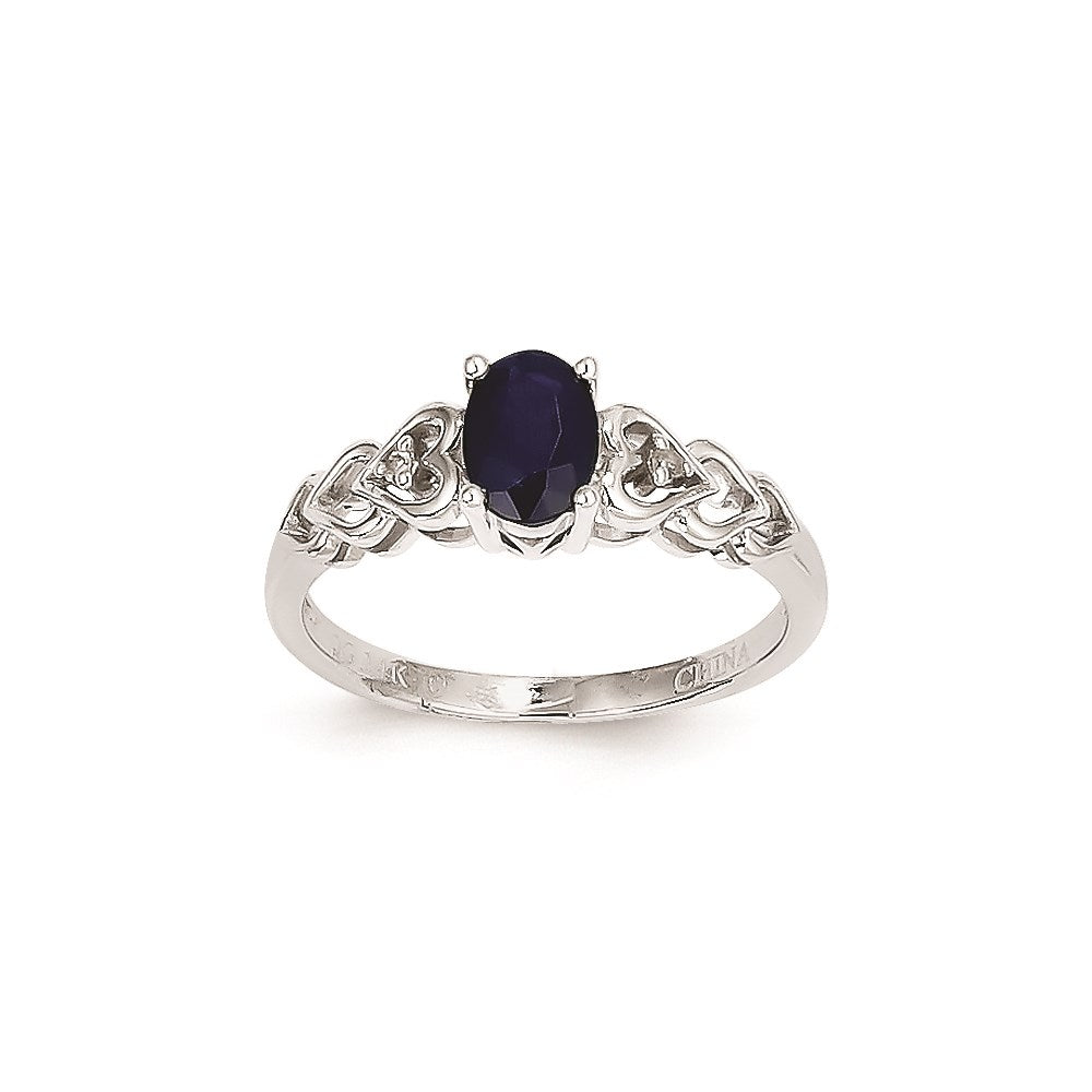 14k White Gold Genuine Sapphire Diamond Ring