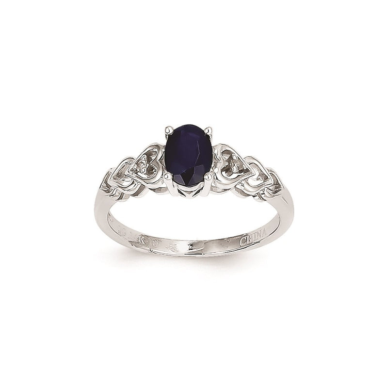 14k White Gold Genuine Sapphire Diamond Ring