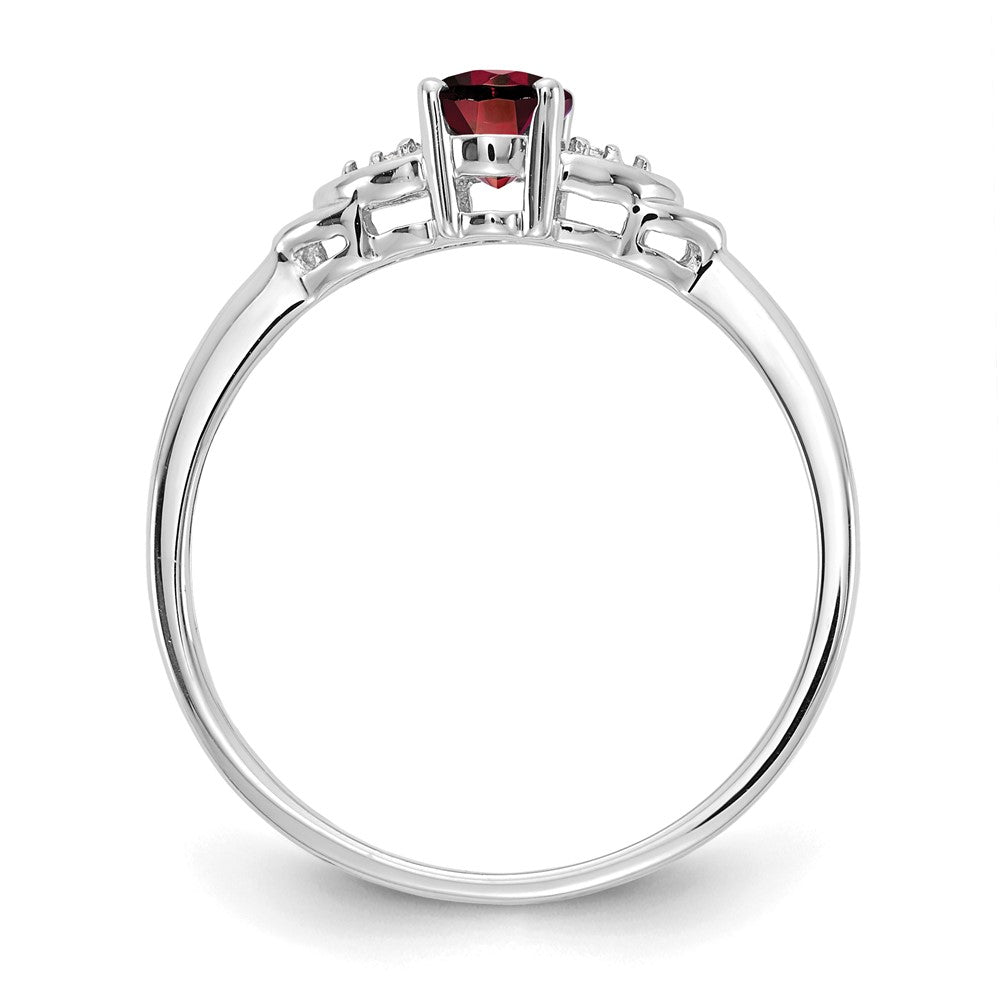 14k White Gold Garnet and Real Diamond Ring